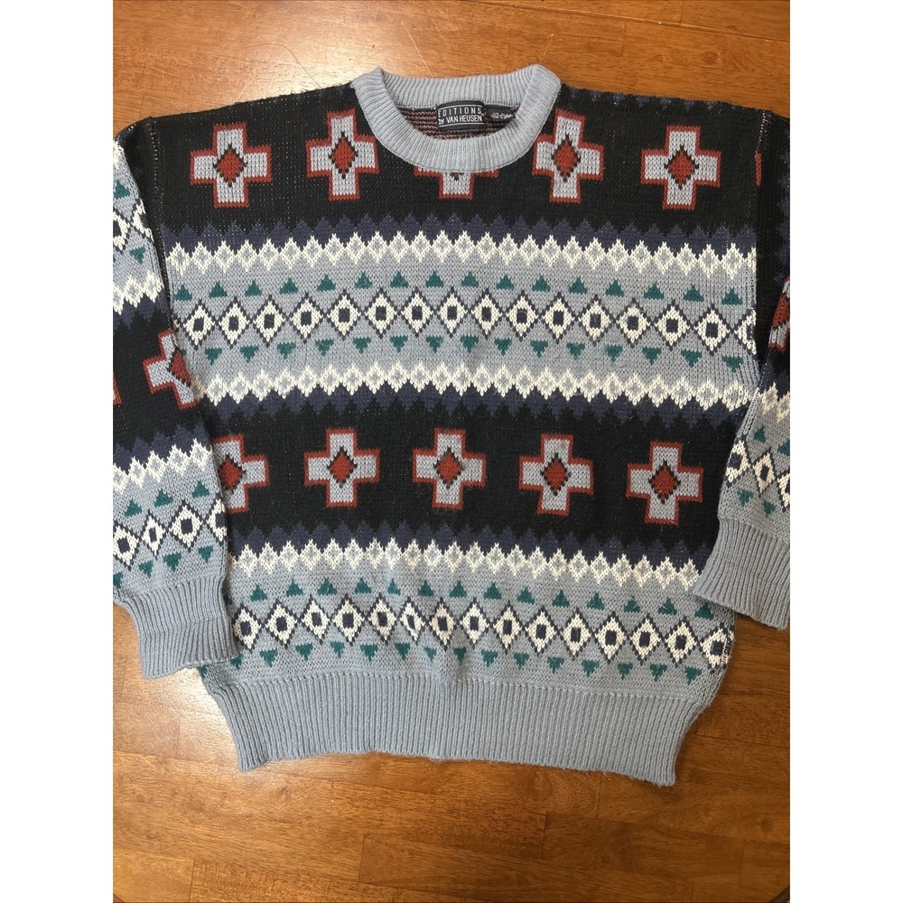 Vintage Sweater 100% Acrylic Men's Size Large Editions By Van Heusen